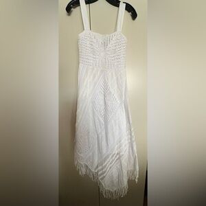 Twin-Set White Maxi Skirt with Fringe